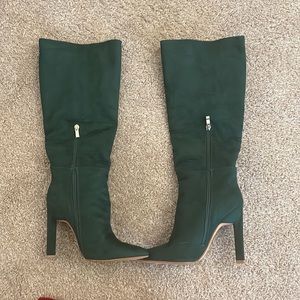 Fashion Nova Dark Green Knee High Boots